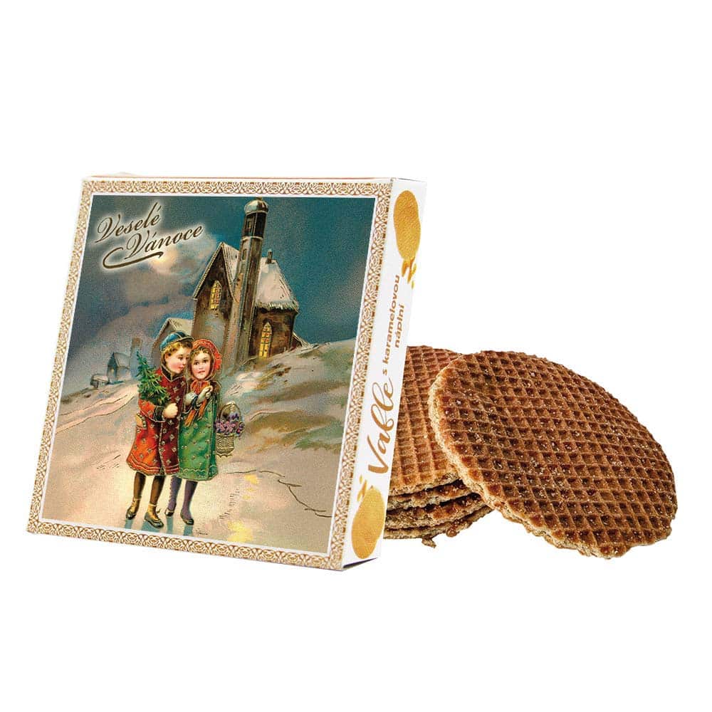 Caramel-Filled Wafers in a Christmas Stand-Up Gift Box