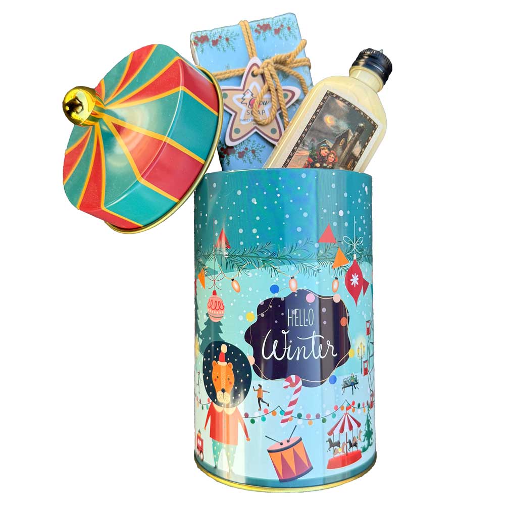 Christmas Circus-Tent Tin Box with Cosmetics