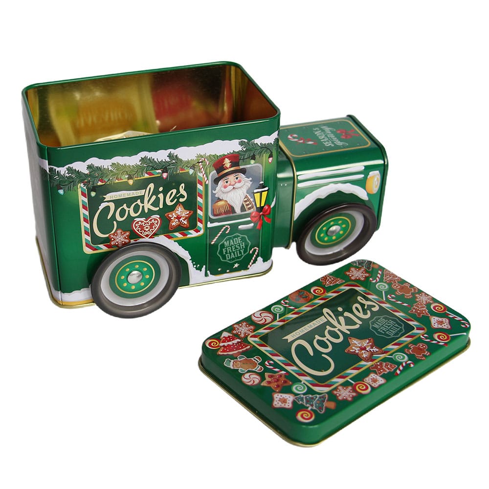 Green Tin Christmas Truck with 10 Macarons