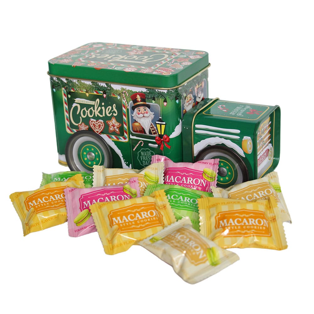 Green Tin Christmas Truck with 10 Macarons
