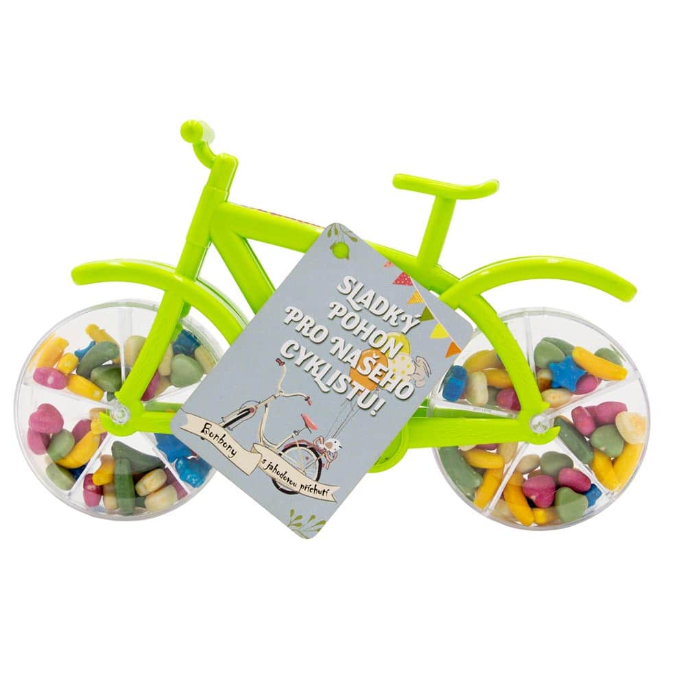 Strawberry-Flavoured Candies in a Green Bicycle Gift Box