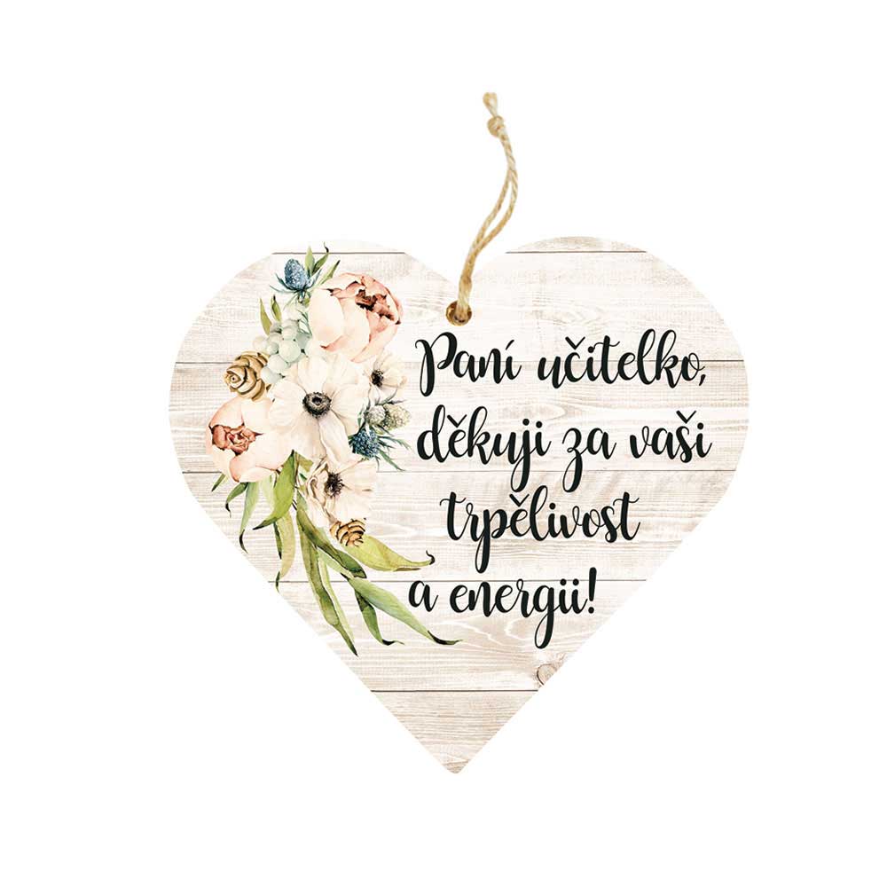 Decorative Wooden Heart 12 cm – For a Female Teacher