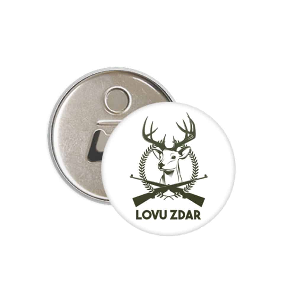 Hunter Button Badge with Bottle Opener and Magnet, 55 mm
