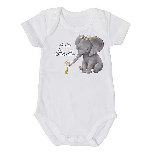 Baby Bodysuit with “Our Happiness” Print