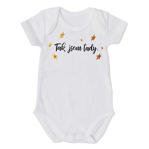 Baby Bodysuit with “I'm Here” Print