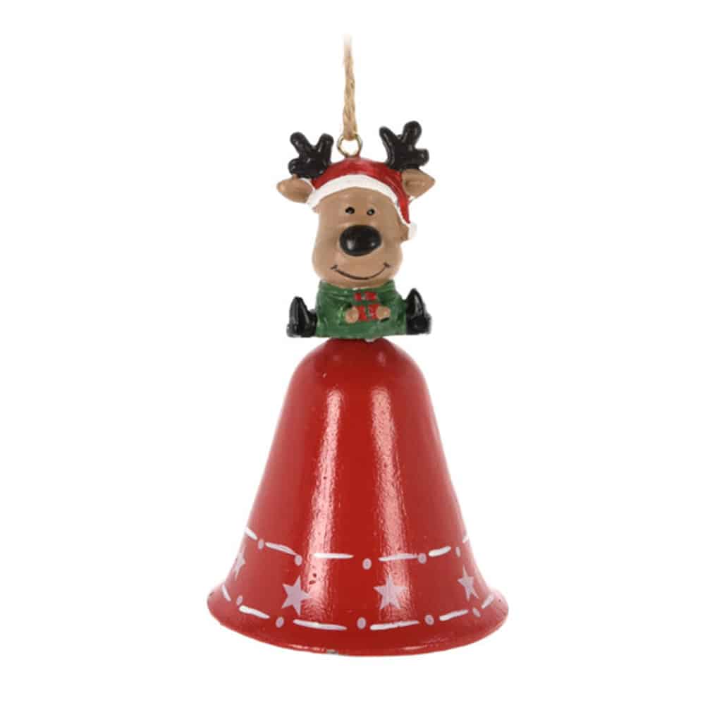 Christmas Reindeer Bell Ornament, 10 cm