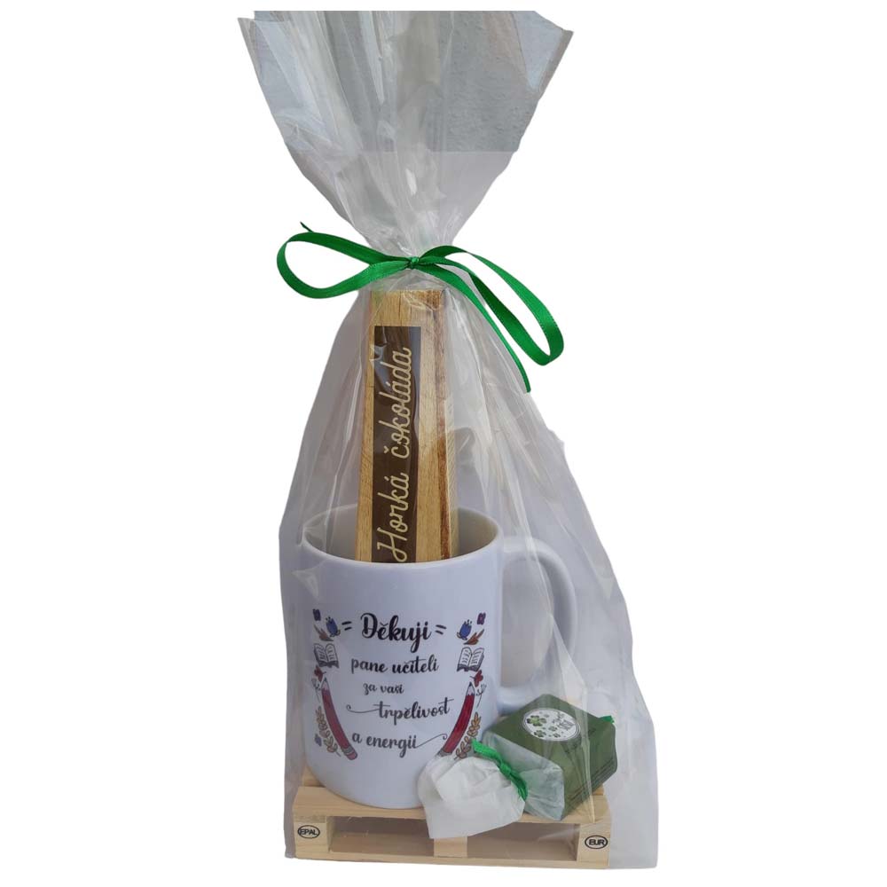 Gift Set with Mug, Chocolate and Soap for a Male Teacher