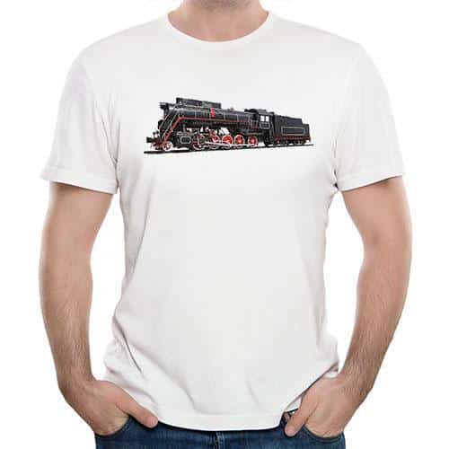 Retro Men's T-shirt with Steam Locomotive Print