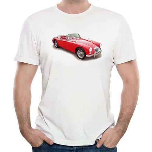Men's Retro T-Shirt with Red Sports Car Print