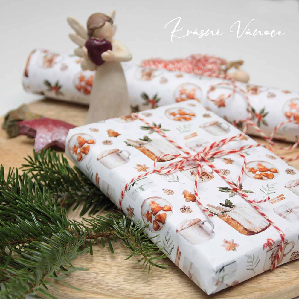 White Christmas Wrapping Paper, 4 Sheets A2