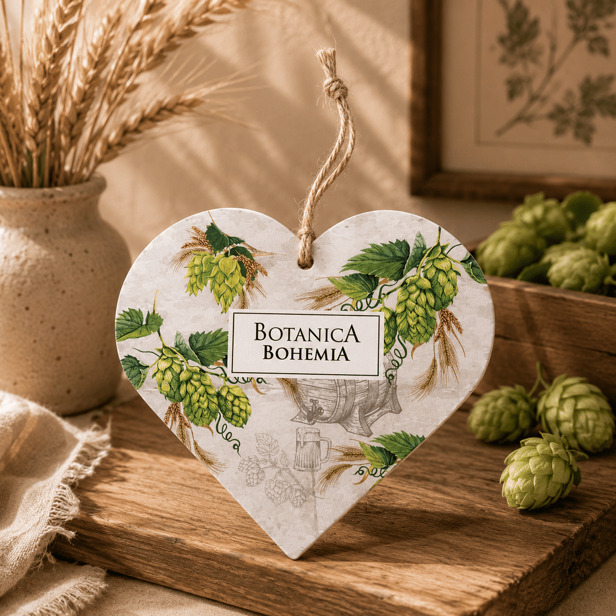 Botanica Linen Fragrance Wooden Heart – Hops