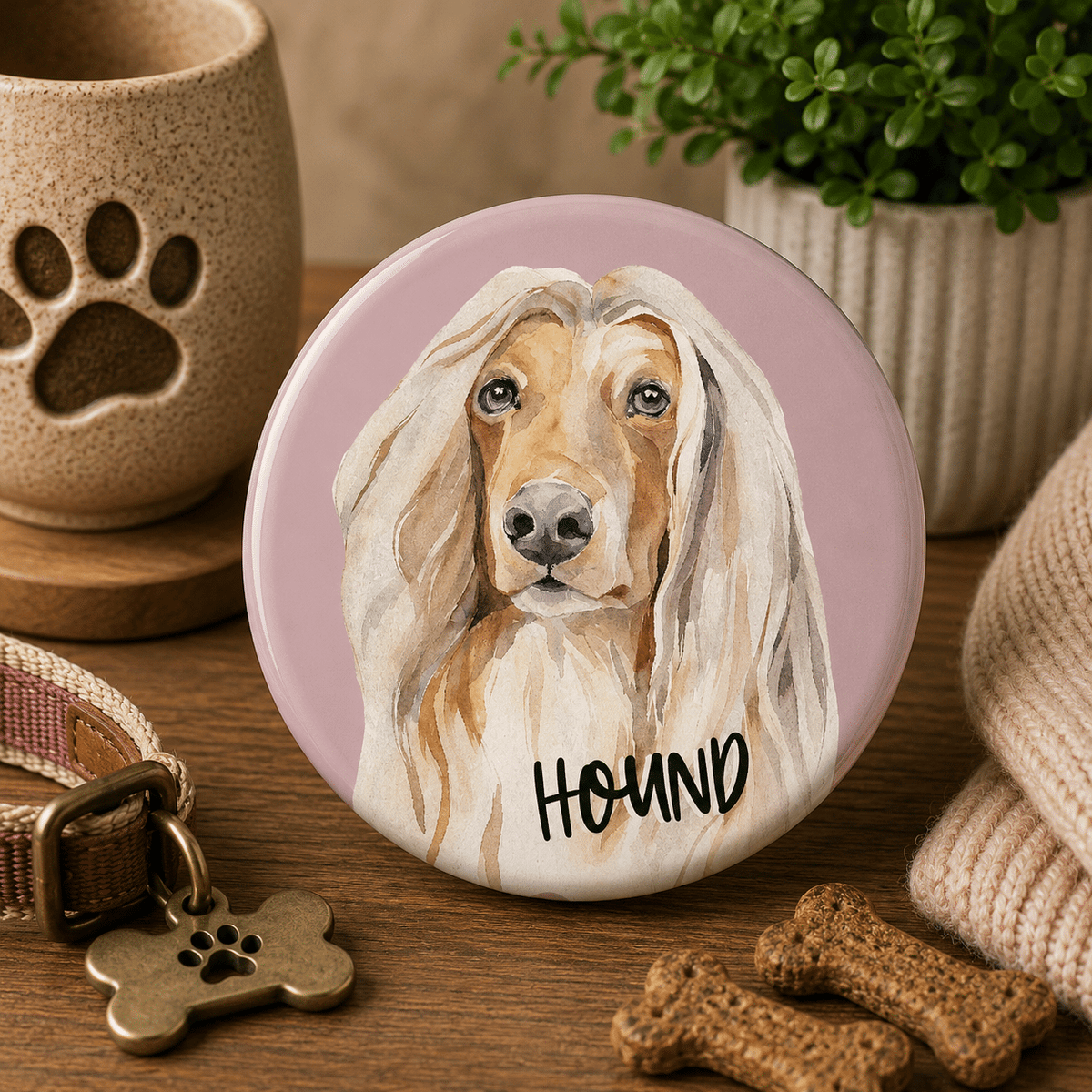 Dog Breed Button Badge with Pin - Hound