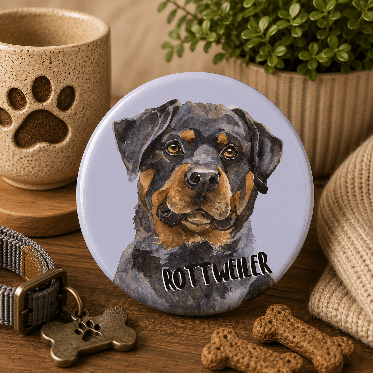 Rottweiler Pin Badge, 44 mm