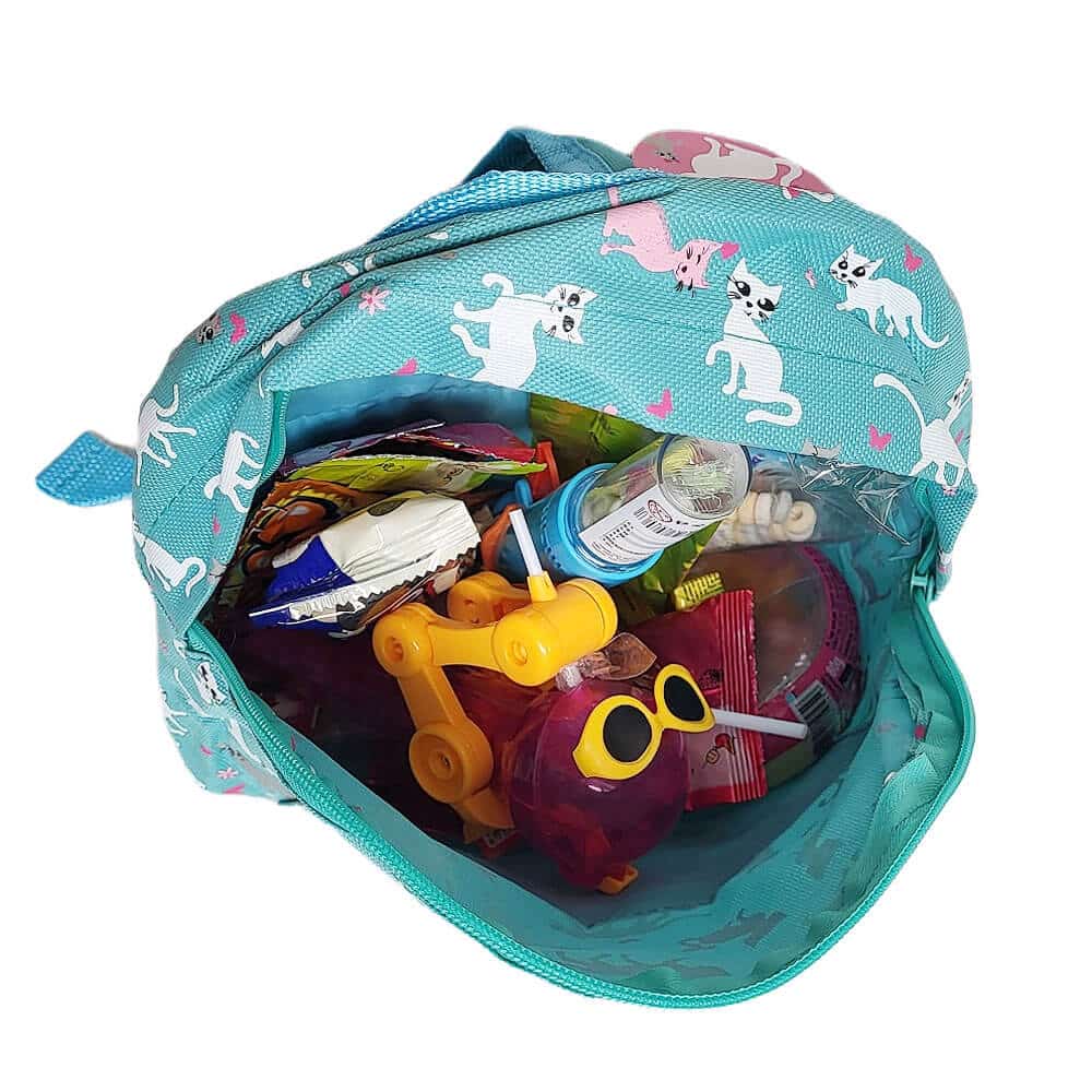 Children's Backpack – Turquoise with Cats