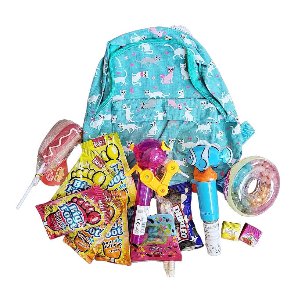 Children's Backpack – Turquoise with Cats