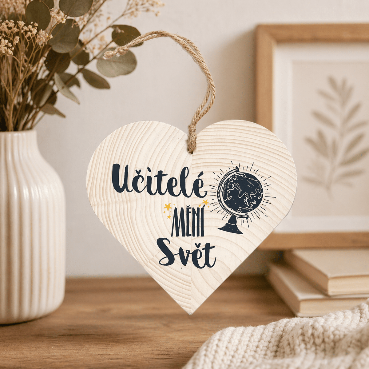 Wooden Heart Decoration 12 cm – Teachers Change the World