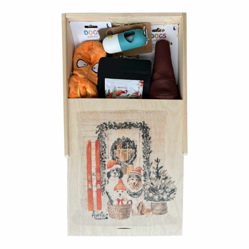 Wooden Christmas Gift Box for Dog Lovers