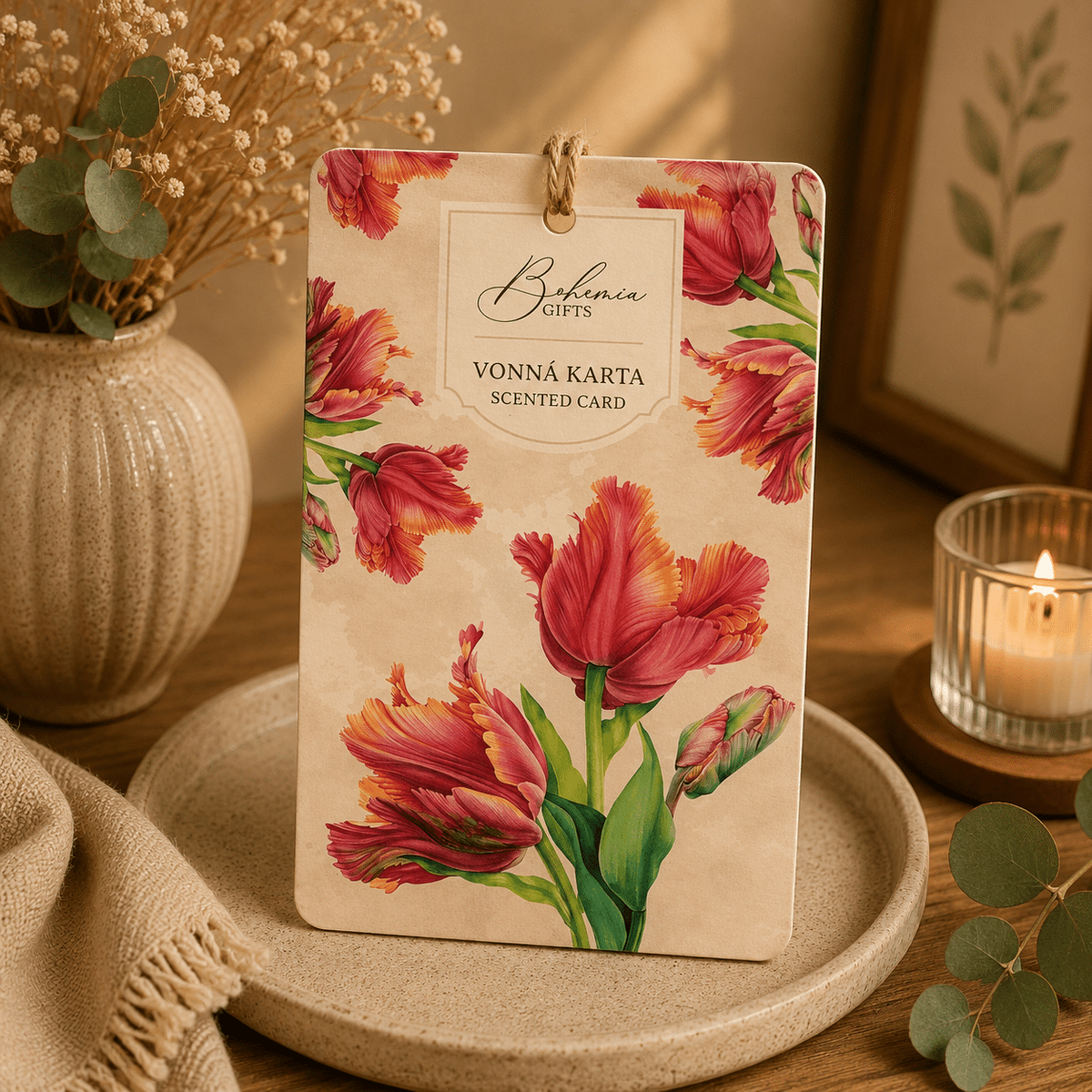 Large Scented Card with Red Tulips