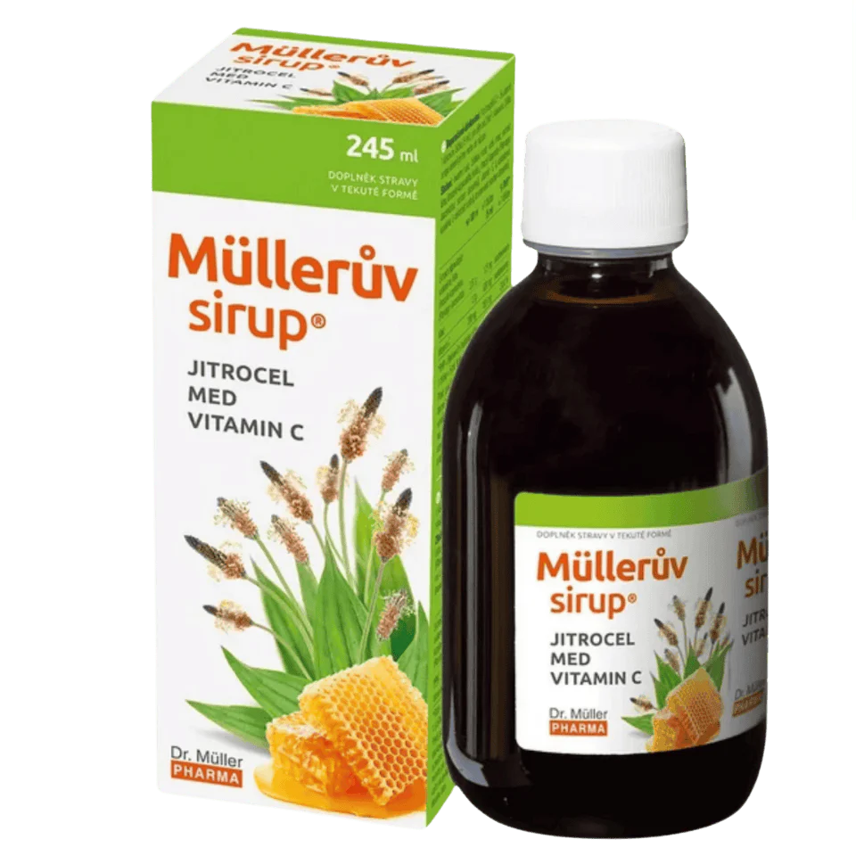 Dr.Müller Pharma Müller’s Syrup with Plantain, Honey & Vitamin C / Mulleruv sirup s jitrocelem, medem a vitaminem C