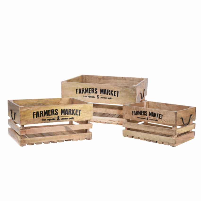 Farm-Style Wooden Storage Boxes, Set of 3