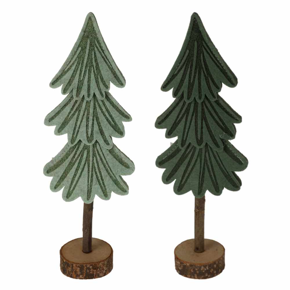 Green Decorative Christmas Tree on a Trunk