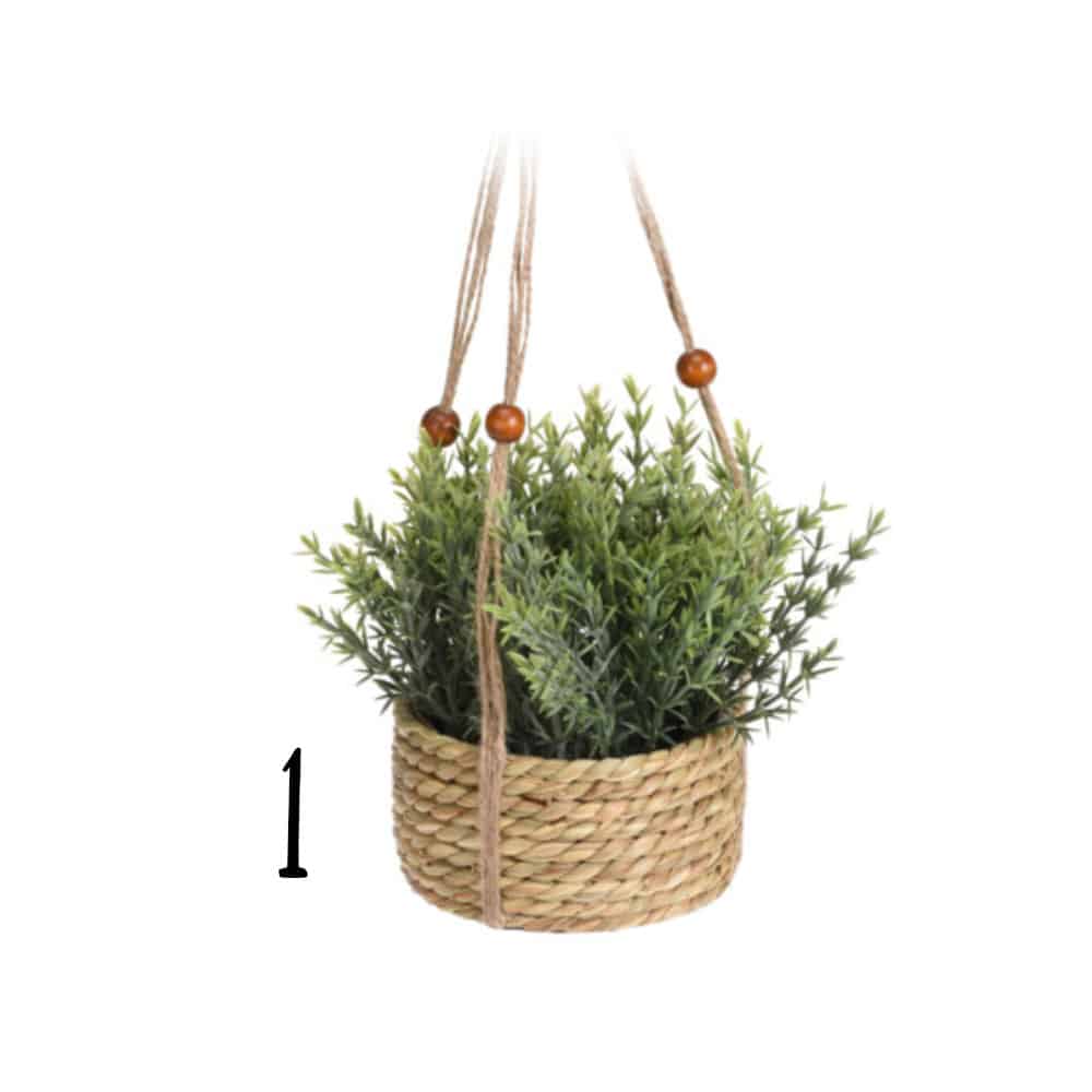 Artificial Flower in a Hanging Wicker Pot