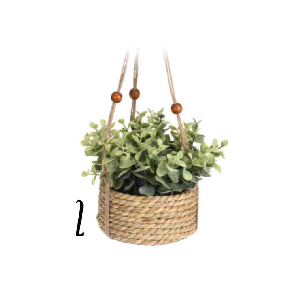 Artificial Flower in a Hanging Wicker Pot