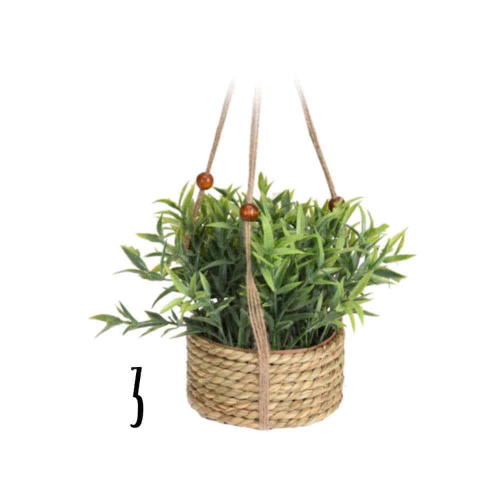 Artificial Flower in a Hanging Wicker Pot