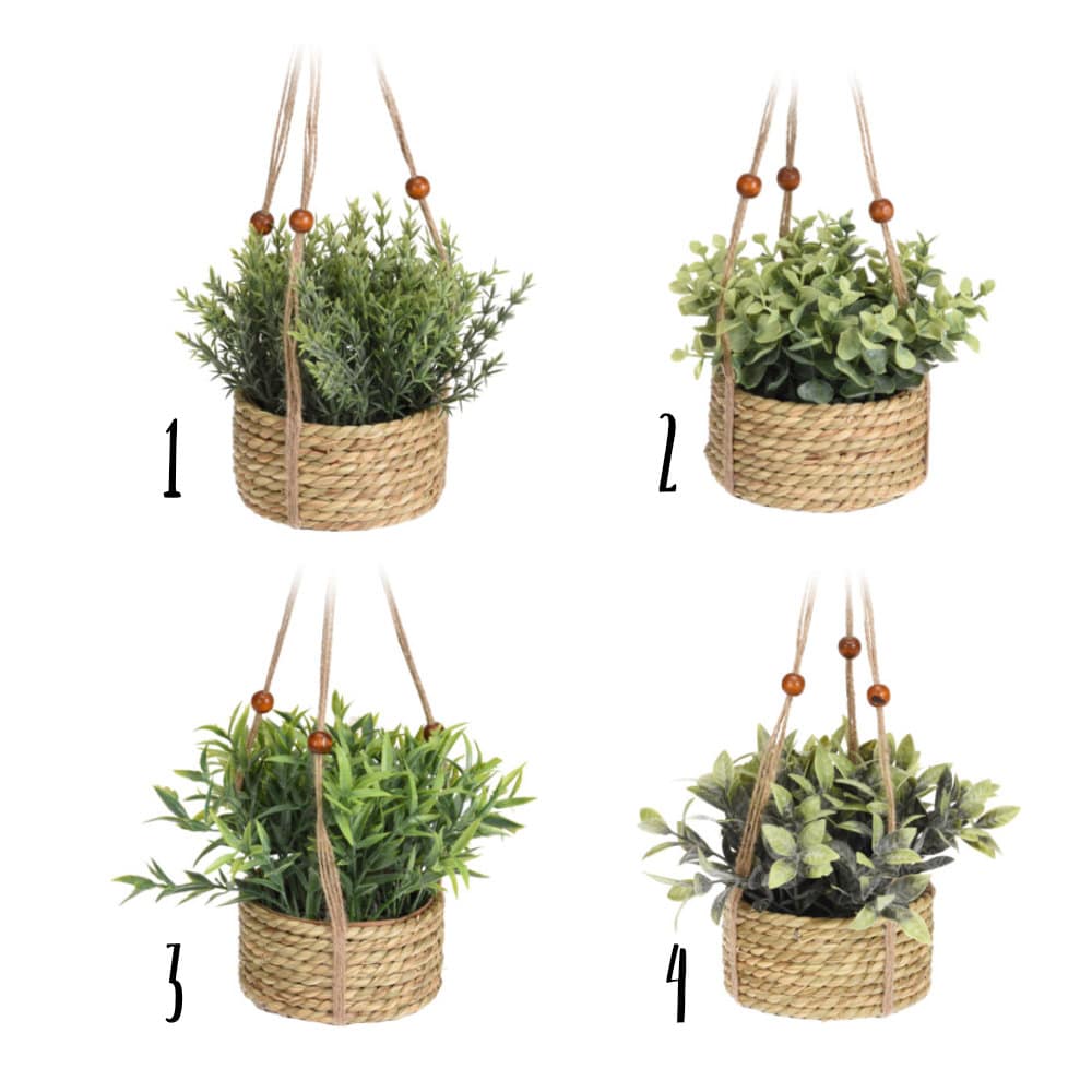 Artificial Flower in a Hanging Wicker Pot