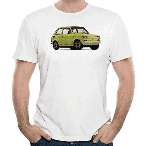 Retro T-shirt with Polish Fiat Maluch Car Print