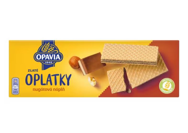 Opavia Zlate Nugatove Wafers With Nougat filling / Zlate Oplatky Nugatova Napln