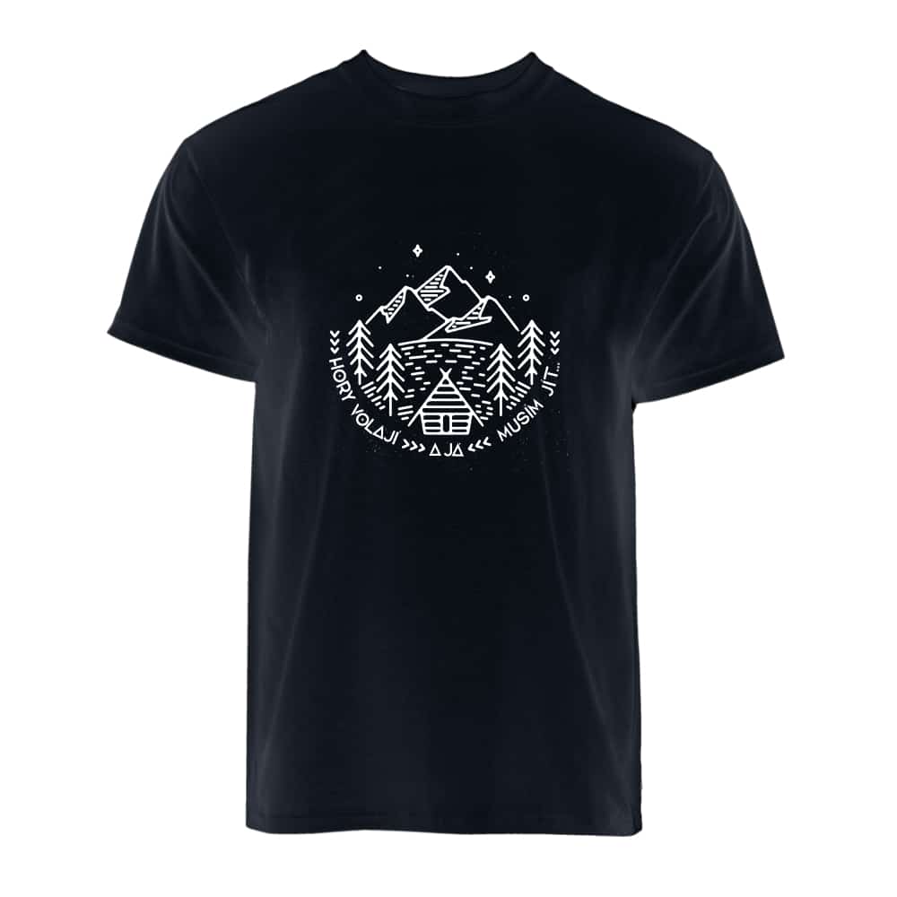 Men's Black T-shirt with “The Mountains Are Calling” Print