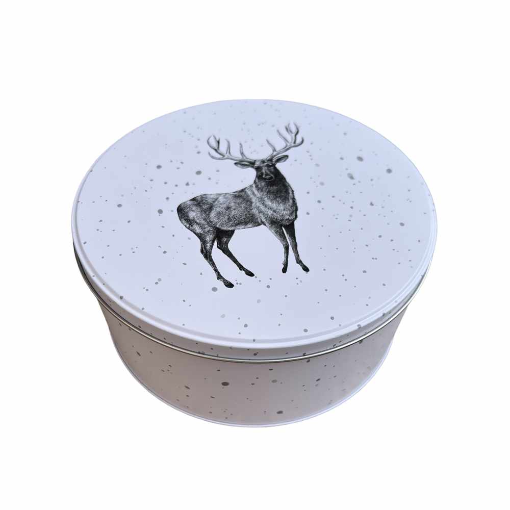 Christmas Tin Gift Box with Deer