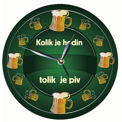 Wooden Wall Clock with Printed Slogan