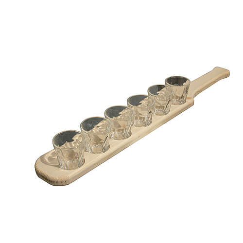 Wooden Stand with 6 Glasses for Football Fans
