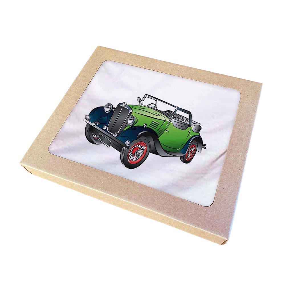 Retro T-shirt with Green Vintage Car Print