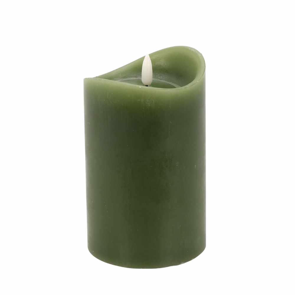 Large Realistic Green LED Candle