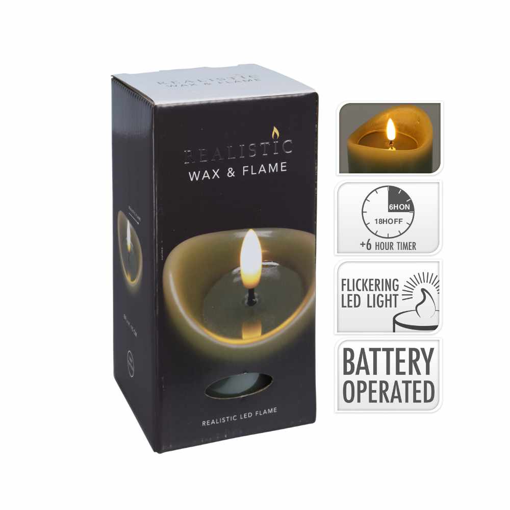 Large Realistic Green LED Candle