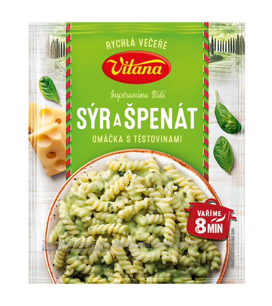 Cheese and Spinach Sauce with Pasta / Syr a Spenat omacka s testovinami
