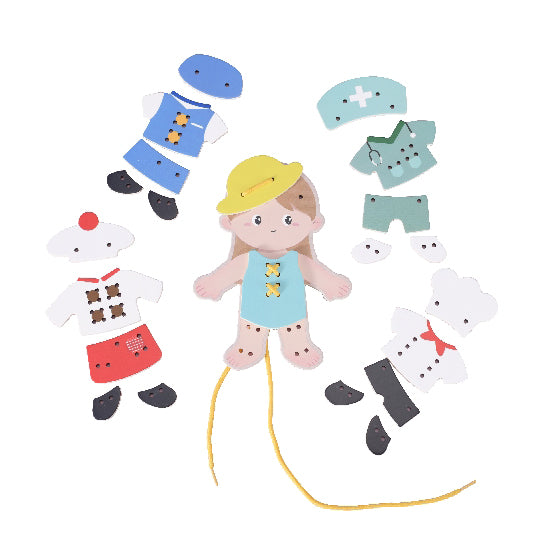 Drevena navlekacka oblekaci holka | Czech Toys | czechmovie