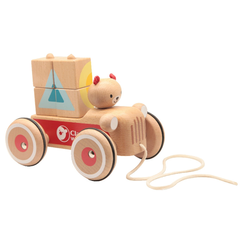 Auto drevene tahaci s medvedem Coco a kostkami | Czech Toys | czechmovie