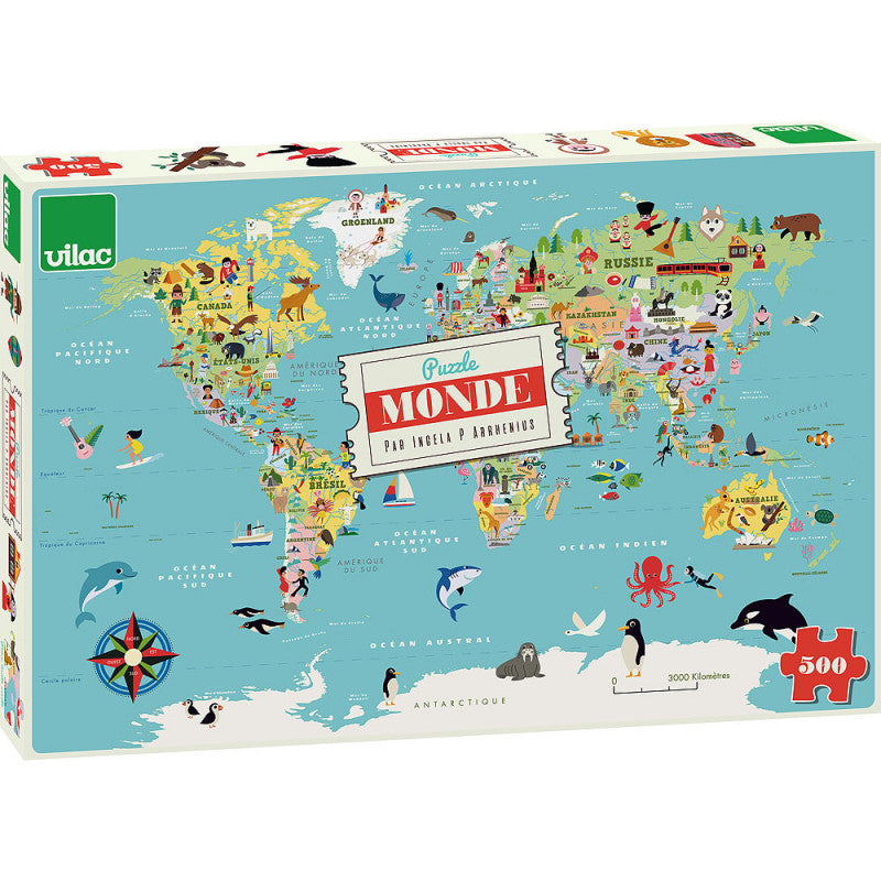 Vilac Puzzle Mapa sveta 500 dilku | Czech Toys | czechmovie