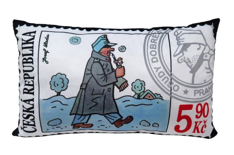 Kissen 45x25 cm Guter Soldat Schweden im Winter / Polstarek Dobry vojak Svejk Postovni znamka
