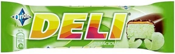 Orion Deli Pistachio / Deli Tycinka s Pisctaciovou Prichuti a Karamelem Macena v Horke Cokolade