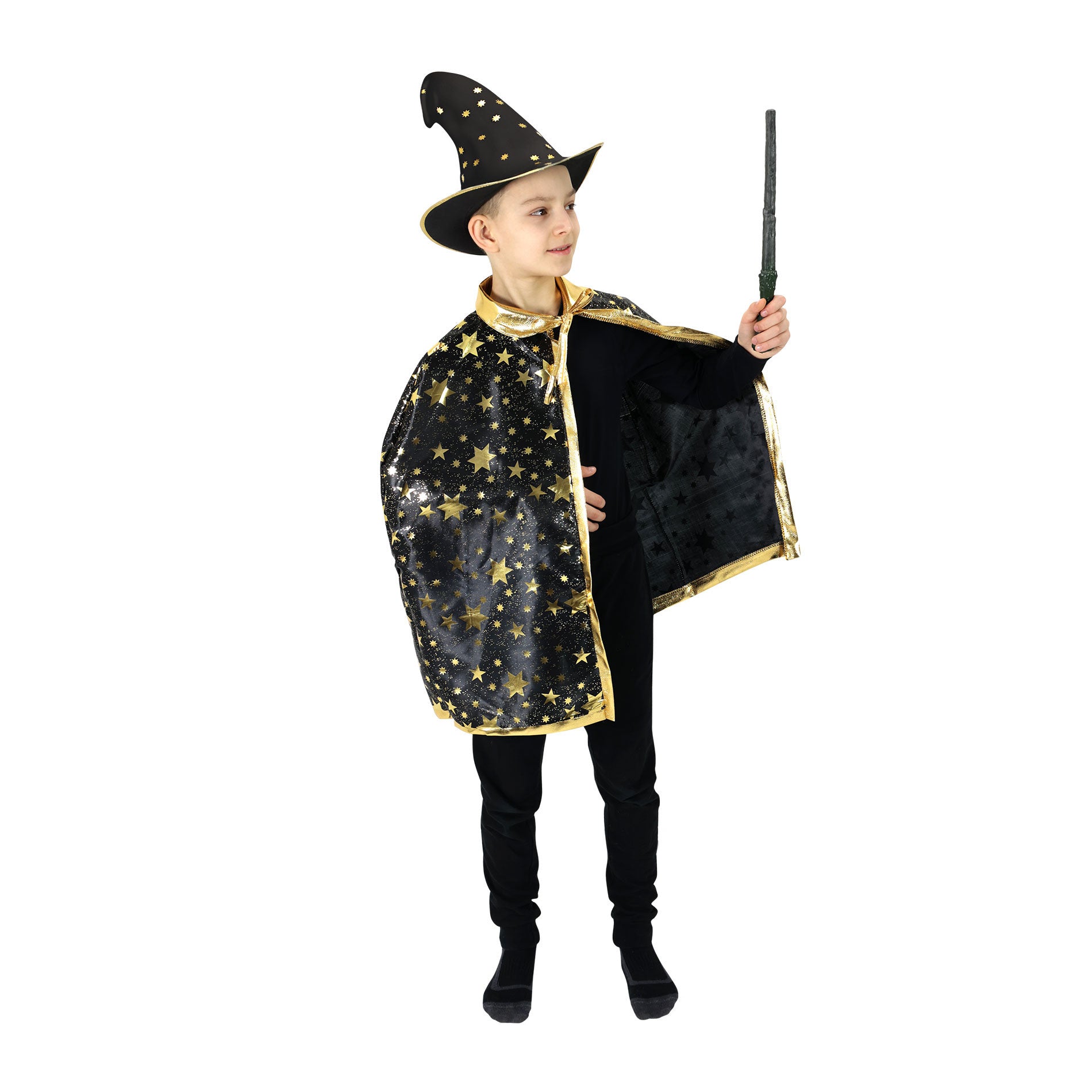 Children's wizard costume black cloak
