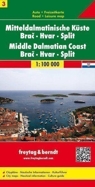 AK 0705 Pobřeží střední Dalmácie, Brač, Hvar, Split 1:100 000 (Chorvatsko List 3) /automapa + rekreační mapa (2014)
