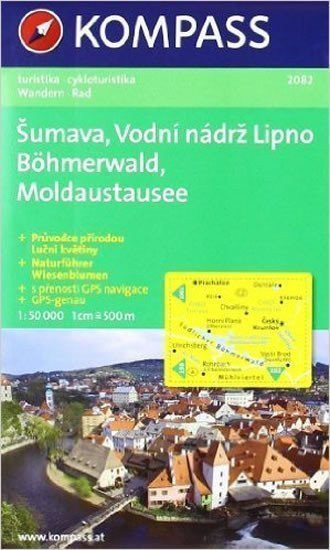 Šumava Vodní nádrž Lipno Böhmerwald Moldaustausee 150 000  turistická mapa KOMPASS 2082