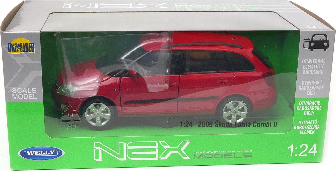 Welly Škoda Fabia Combi II 2009 red model car 1:24