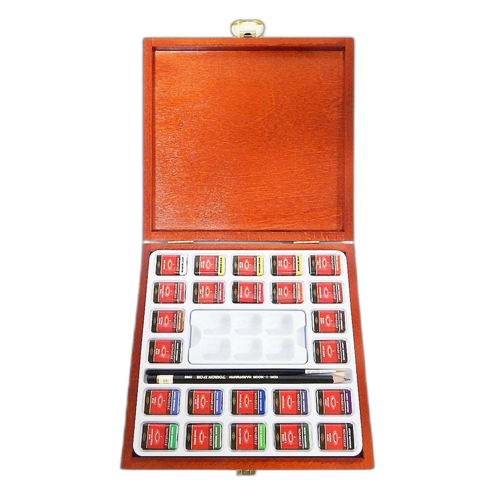Koh-i-Noor Mondeluz Artist Watercolour Pans 24 in Wooden Case