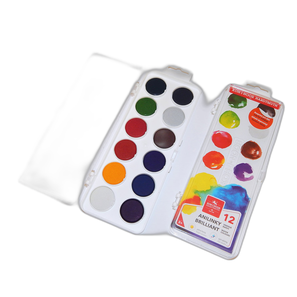 Koh-i-Noor Brilliant Watercolour Paints 12 Pans 30 mm